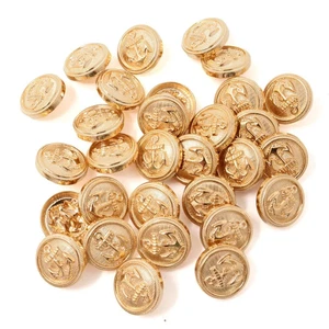 30 Stück Metall Anker Muster Knöpfe Gold Rund Nähen Knöpfe Vintage Shan - Bild 1 von 3