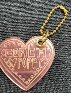 Coach Mohn Herz Liebe verspiegelt Taschenanhänger Anhänger PINK/GOLD (leichte Gebrauchsspuren) - Bild 1 von 4