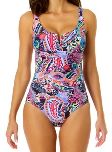 Anne Cole Womens Paisley Print V-Wire One Piece Swimsuit Size 6, MSRP $110 - Picture 1 of 7