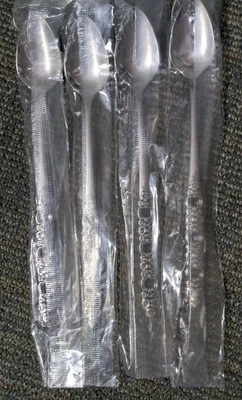 Oneida Community 4 Iced Tea Spoons VIOLA Voila Stainless Stirring New Unused - Image 1 of 3