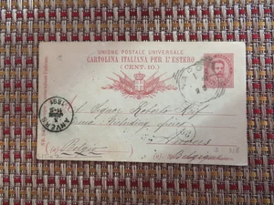Cartolina Italia al Belgio 1891 Cancelleria Postale - Foto 1 di 2