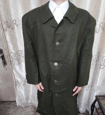 1970s Vintage Hirmer pure wool classic olive green long over coat 54R 54S 3XL - Image 1 of 4