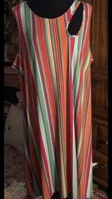 Cato Stretch Multi Striped Ribbed Sleeveless Dress~sz. 26/28W - Image 1 of 3