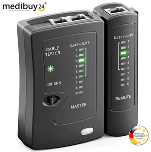 Netzwerktester RJ45/11/12 LAN Kabel Tester Netzwerk Prüfer ISDN DSL CAT 5/6/7/a - Bild 1 von 1