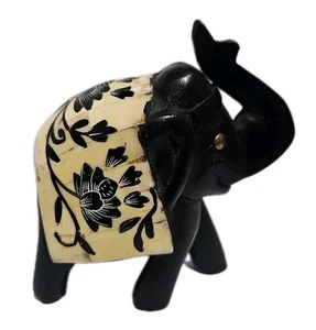 Statuina tronco elefante in legno nero vintage made in India 5x5x2,25 - Foto 1 di 12