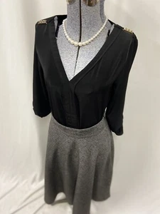 ZARA Top Size M Medium V Neck Black Roll Tab Sleeve -skirt Sold Separately- - Picture 1 of 12