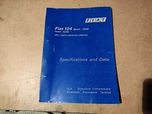 FIAT 124 SPIDER Coupé 1975 USA. Service Manuale Officina Riparazione Workshop - Foto 1 di 3