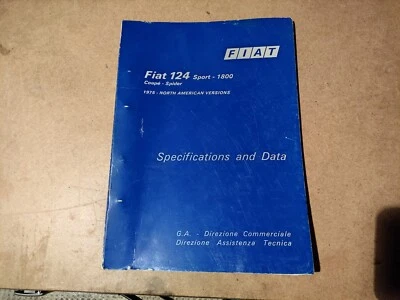 FIAT 124 SPIDER Coupé 1975 USA. Service Manuale Officina Riparazione Workshop - Immagine 1 di 3