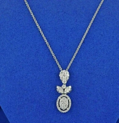 2Ct Round Simulated Diamond Women's Teardrop Pendant 14K White Gold Plated - Image 1 of 3