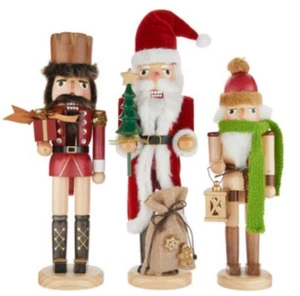 Traditional Trio 3pc Wooden Nutcracker Set QVC 12" 13.5" 15" Christmas Figurine - Picture 1 of 6