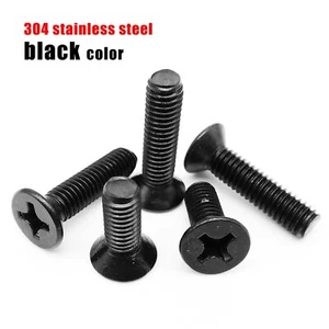 M1.6-M8 Black Stainless Steel Cross Phillips Flat Countersunk Head Screw Bolt - Picture 1 of 6