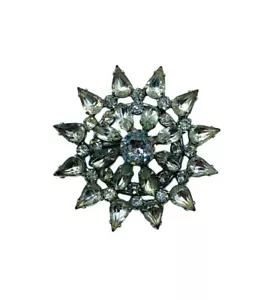 Vintage Medio Secolo Diamante Pasta Di Cristallo Strass Starburst Argento Spilla - Foto 1 di 4
