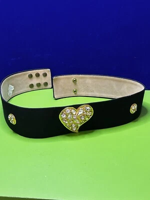 Cinturón de sarga de seda EDOUARD RAMBAUD con corazones en forma de oro y estrás M 30-32 de colección Foto 1 de 4