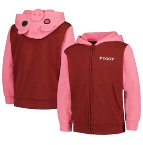PIGGY Mad Engine Kids Sweatshirt Hoodie Full Zip Fleece Lined Pink Maroon Sz SP - Picture 1 of 9