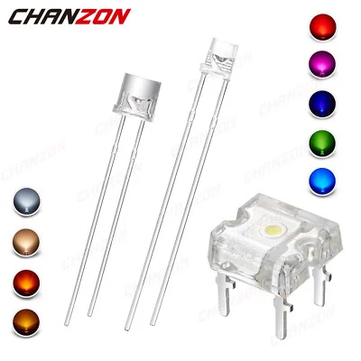 100pcs 3mm 5mm Flat Top LED Piranha Light Emitting Diode UV / Purple White DIY - Image 1 of 4