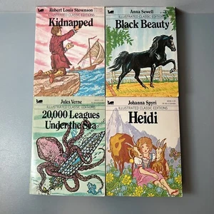 Vintage Moby Books Set Of 4 Illustrated Classic Editions Sewell Stevenson Verne - Picture 1 of 5