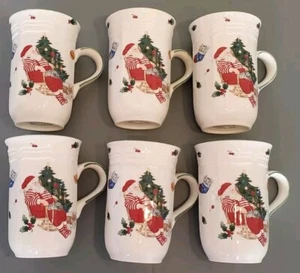 (6) MIKASA CHRISTMAS French Countryside Santa Cappuccino Mug Cup Cat Dog Grace - Picture 1 of 6