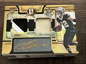 2022 Panini Gold Standard CHRIS OLAVE Dual RPA Rookie GOLD INK #22/49 Tri Color