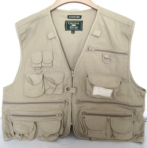 Khaki Tan COTTON PHOTOGRAPHER Fishing Hunting Hiking Safari TRAVEL Vest XL - Picture 1 of 12