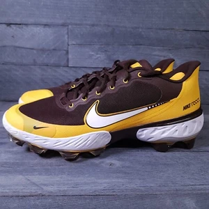 NIKE Alpha Huarache Elite 3 Low MCS Baseball Cleats Mens 13 Brown Yellow Padres - Picture 1 of 5