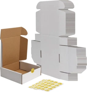 6X6X2 Shipping Boxes Set of 50, White Small Corrugated Cardboard - Picture 1 of 12