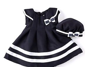 Rare Editions Girls size 12 Months Nautical Dress With Hat 