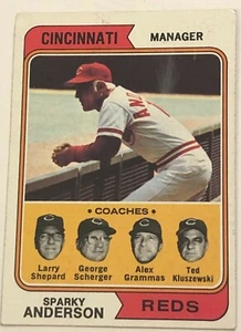 1974 Topps Cincinnati Reds Sparky Anderson Manager und Trainer Karte 326 - Bild 1 von 2