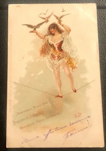 BARNUM BAILEY CIRCUS ORIGINAL HERMOSO CAMINANTE CUERDA FLOJA 1902 Matasellos - Imagen 1 de 3