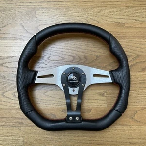 Perforated Racing Steering Wheel w/ MAZDASPEED Horn Button Red Stitch RX-7 MX-5 - Picture 1 of 16