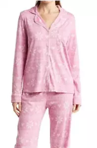 PJ Salvage Jersey Pajamas Mauve Fair Isle 2 PC Set Top & Pants Size Small S - Picture 1 of 5