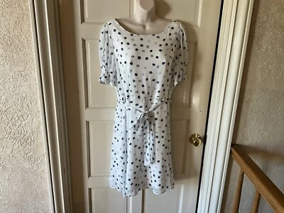 NWT  DKNY white with blue polkadots dress size 12 - Image 1 of 4