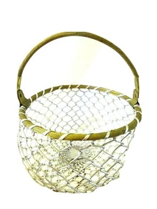 Cesta en forma de huevo estilo eslabón de cadena con mango aspecto cobre/plata-NUEVA SIN ETIQUETAS - Imagen 1 de 6