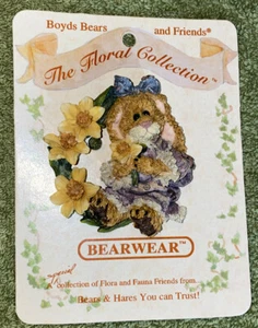 Boyds Bears and Friends Bearwear Pin Brooch The Floral Collection on Card New - Picture 1 of 4