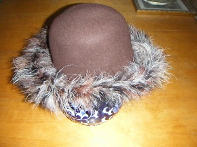 Cappelli Straworld, Inc.Brown Wool with Ostrich Feathers 23" Large Woman's Hat - Image 1 of 4