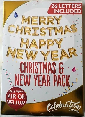 Merry Christmas & Happy New Year foil balloon celebration bumper pack - Image 1 of 4