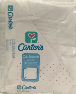 Manta térmica para cuna de bebé Carter's vintage tejido gofre borde satinado blanca NUEVA - Imagen 1 de 14