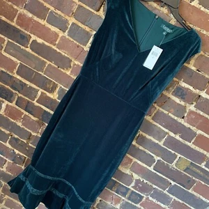 $165 Vestido Ralph Lauren Para Mujer Verde Terciopelo-Tafetán Halter Talla 4 - Imagen 1 de 5