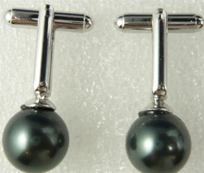 Vintage Cufflinks Sea Shell Pearl Jade Men Wedding Party Gift Shirt Cuff Links - Image 1 of 4