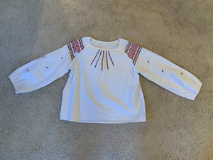 Vintage 1990s Russian Vyshyvanka Red and Black Crochet Embroidered Blouse - Picture 1 of 7