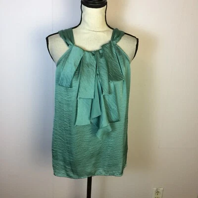 Blusa Regata Willi Smith Tamanho M Feminina Verde Seda Decote Halter Sem Mangas - Imagem 1 de 4