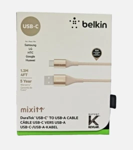 Belkin MIXIT 1.2 Meters Kevlar DuraTek USB-C to USB-A Charge and Sync Cable - Picture 1 of 2