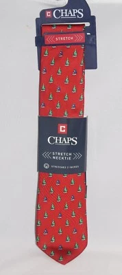 CHAPS эластичной Xmas дерево красный парусник морской мужской тема галстук галстук новый с Ярлыками - Изображение 1 из 2