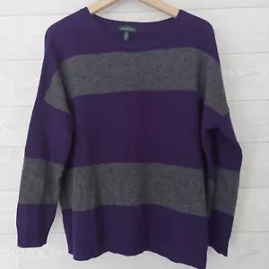 Suéter mezcla cachemira LRL Lauren Jeans Co M L púrpura gris a rayas - Imagen 1 de 11