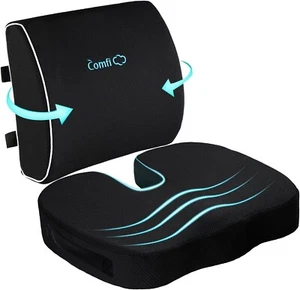 Lumbar Support Memory Foam Chair Pad and Back Cushion for Office Chair Car Seat - Picture 1 of 14