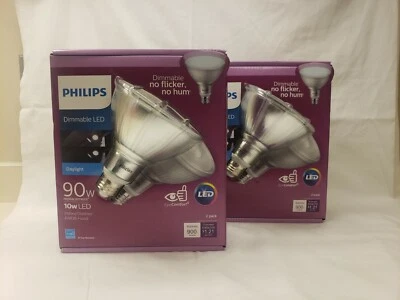 Philips PAR38 90W Dimmable LED Floodlight Light Bulb, 2 Pack (4 Bulbs) NEW - Image 1 of 3
