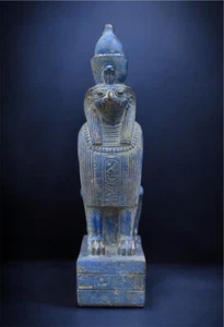 Ägyptische Horus Statue - handgeschnitzter ägyptischer Gott mit Falkenkopf & Löwenkörper v. Chr. - Bild 1 von 8