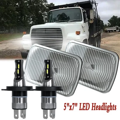 Fit For Ford L9000 L800 LN700 Trucks 2PCS 7x6" 5x7" LED Headlight High/Low Beam - Image 1 of 4