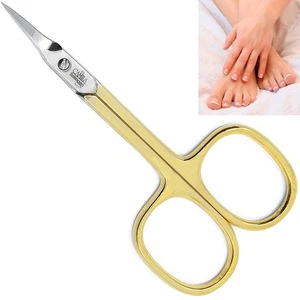 Tijeras de cutícula de punta curva de precisión chapadas en oro de 3,5 - Imagen 1 de 5
