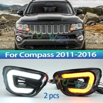  ✨Luz de conducción diurna para Jeep Compass DRL 2011-2016 con luz de giro Foto 1 de 4