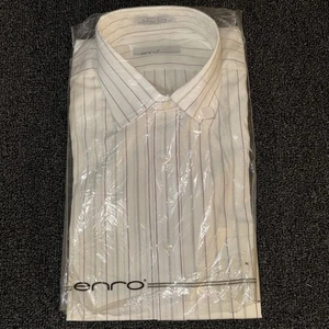 Vintage 80er Neu mit Etikett Enro Herrenhemd weiß mit roten Streifen Größe M 15,5-34 Single " - Bild 1 von 5